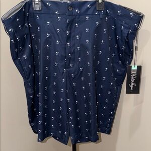 Walter Hagen Navy Palm & Crossed-Club Micro Print Shorts